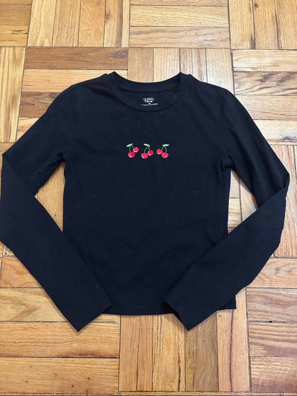 Queen Bees Black Cherry Cotton Spandex Tee - XS
